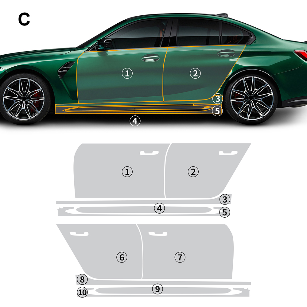 Car Paint Protection Film Kit Pre Cut - Película de proteção de pintura para